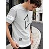 KENAIJING Men's Cotton T-Shirt Short Sleeve Casual Round Neck Basic Tee S-3XL (L, Floral Grey) #5