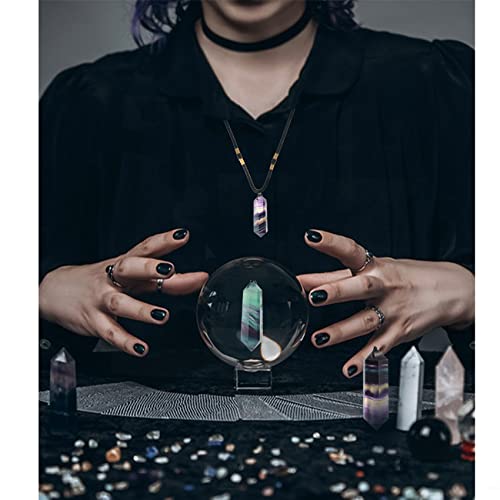 Xrate Natural Healing Stone Necklace, Rainbow Healing Crystal Pendants, Hexagonal Chakra Quartz Fluorite, Adjustable Rope Energy Stone Necklace Pendant For Meditation, Balance Reiki, Men Women Gift #TOP4