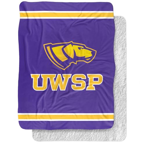 University of Wisconsin Stevens Point Blanket, 60"x80" Primary Logo, Silky Touch Sherpa Back Super Soft Throw Blanket