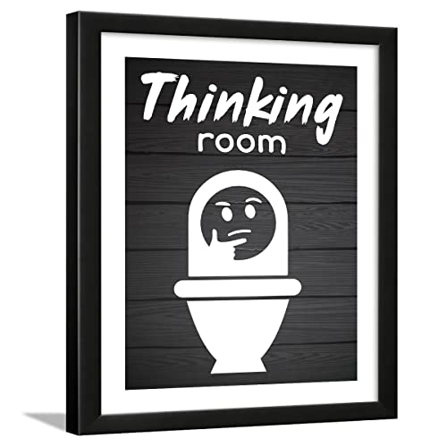 Image of Chaka Chaundh Wall Hanging Bathroom Poster with Quotes Framed (Black Wood Texture, 34 x 27 x 4 cm)