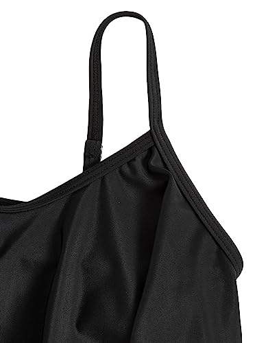 Romwe Girl's Cute Ruffle Bandana Bikini Swimsuit Ruched High Waist Beach Bathing Suit Black And White 140 #TOP7