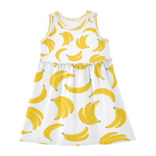 Girls Yellow Fruit Banana Dress Sleeveless Dress Summer Cotton Sundress 4T