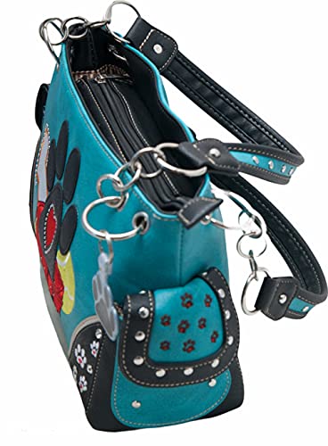 Dog Paw Print Handbag Women Shoulder Purse Wallet Set Western Style3