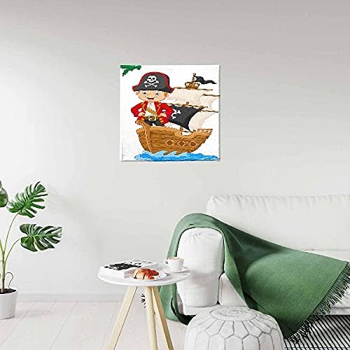 Pirate Picture – Children – for Living Room, Bedroom – Multi-Coloured Polyester, Wood, 60 x 3 x 60 cm