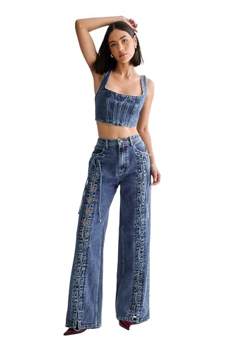 Nasty Gal Lace Front Detail Jean