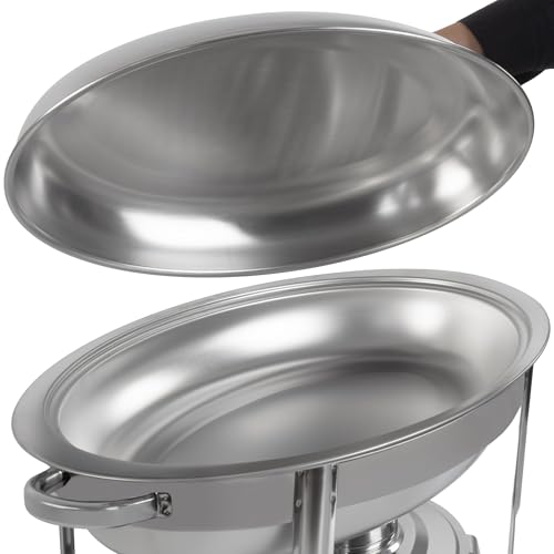Mahlzeit Edelstahl Chafing Dish oval 5 Liter | Speisenwärmer rund, Wärmebehälter, Warmhaltebehälter Essen, Buffetwärmer | Bain Marie Rechaud, Chafing Dishes für Buffet Catering und Party – Bild 5