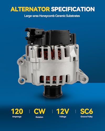 Image of PHILTOP Alternator Compatible with Cooper 2010-2013 All Models | Cooper 2007-2009 2014-2015 1.6L 1.6T Replace 11334N 12V 120Amp CW SC6 6-Groove Pulley,120 Amp,11334N