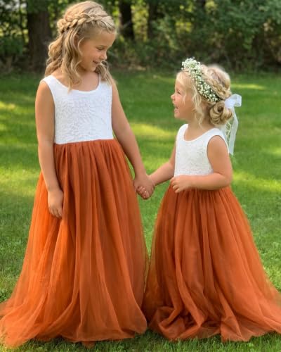 Image of 2Bunnies Girl Peony Lace Back A-Line Straight Tutu Tulle Party Flower Girl Dress