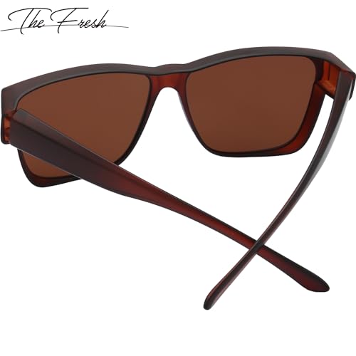 The Fresh High Definition Polarized Wrap Around Shield Sunglasses for Glasses - Leather Eyeglasses Case - FR1F5611P4