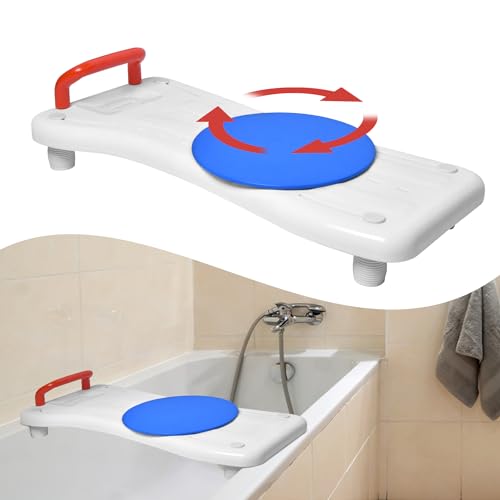 YRHome Asiento de bañera con plato giratorio, 75,5 x 34 cm, tabla para sentarse, asiento de bañera para personas mayores, adultos, ajustable, tabla para sentarse para bañera, tabla de ducha de hasta