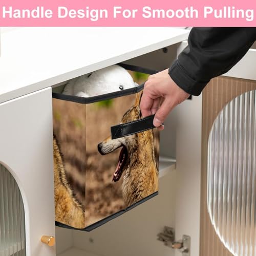 Cube de rangement pliable tissu avec poignées loup - 7