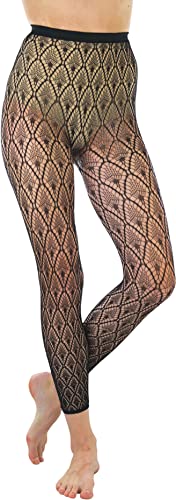 Image of ToBeInStyle Women's Single Floral Lace Fishnet Tights Footless & Stirrup Design