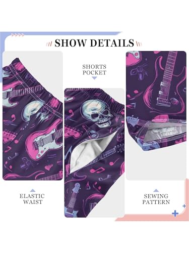 Purple Rock Style Electric Guitar Boys Pants for Kids Jogger Pants with Pockets S4