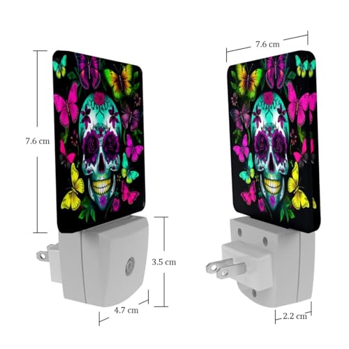 Luz nocturna LED calavera mariposas para niños 7.6x7.6 cm miniatura 7