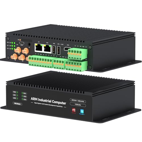 Pandapi PC Industrial EC301 WiFi Arm de Alto Rendimiento para Aplicaciones industriales con NodeRed NeuronEX FUXA, Linux Ubuntu RK3562J, procesador de 4 núcleos Cortex-A53 2G+16G (LAN+WiFi)