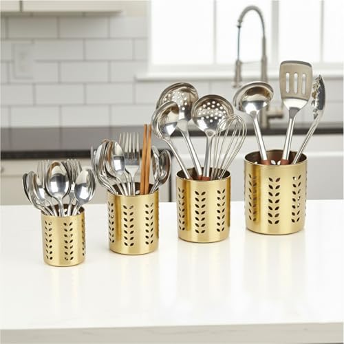 Image of FINALITY cutlery holder for kitchen accessories, Best use for spatula holder (Gold)