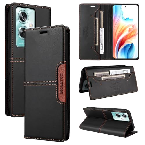 Étui portefeuille en cuir Oppo A93 5G A54 5G A74 5G noir à rabat