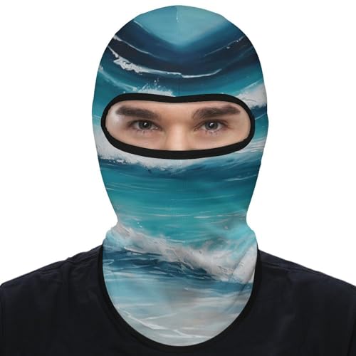 Balaclava para Hombre, Mascarilla para Esquí, Turquesa, Original Seascape, Cubrebocas de Invierno para Ciclismo miniatura 7