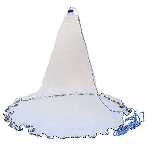 Cikuso 8 Pies 2.4 M Cebo de Red de Pesca Lanzamiento de Mano de Tiro Fácil de 3/4 Pulgada Malla de Nylon Fuerte + Plomo