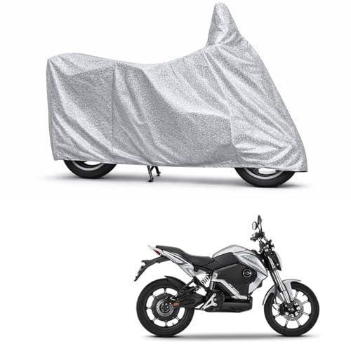 Image of 100% Waterproof Two Wheeler Body Cover Multi Layered Fabric Designed for Revolt RV300 | Belt Buckle Lock | Silver Mag