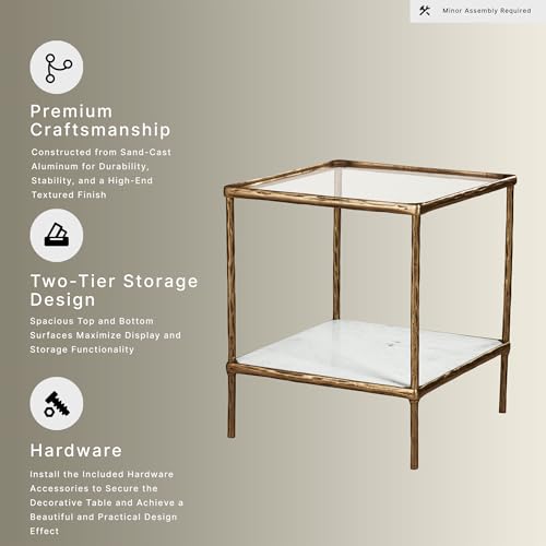 Signature Design by Ashley Ryandale Square End Table, Brass Glass & Marble - image 5