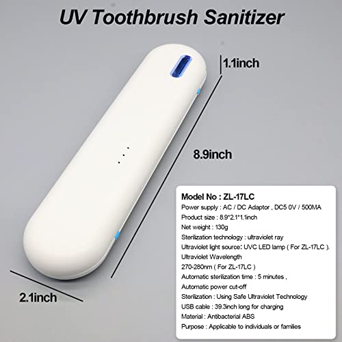 Toothbrush Covers,Portable Toothbrush Box Toothbrush Travel Case with U V Cleaning Light for Home and Travel(White)