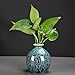 Ceramic Bud Vase Set, Fambe Blue Glazed Finish, Decorative Flower Vases (Blue-Set of 3)