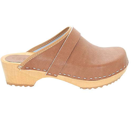 Image of Bjork Maja Wood Open Back Leather Clogs