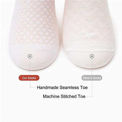 Looching Pack Of 5 Mesh Thin Baby Girls Boys Cotton White Socks Toddler Kids No Show Ankle Socks 3-5T #TOP3