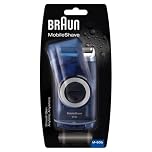 Braun PocketGo Mobile Shave Electric Travel Shaver, Electric Razor for Men for On The Go, Fully Washable, Portable Shaver with Travel Lock, M60, Blue