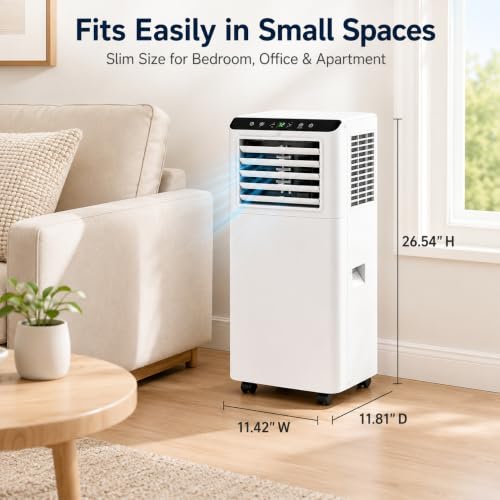 Image of 8,000 BTU Portable Air Conditioners, Portable AC Unit for Basement & Bedroom, Remote & Auto Evaporation, 4-in-1 Cooling Unit, Floor AC, Covers Rooms up to 350 Sq.Ft, Sleep Mode, Remote Control