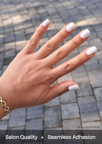 Image of ohora Semi Cured Gel Nail Strips (N Clean White) - White, Solid, Works with Any UV /LED Lamps, Salon-Quality, Long Lasting, Easy to Apply & Remove - Includes 2 Prep Pads, Nail File & Wooden Stick