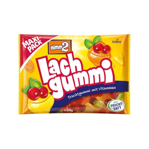 nimm2 Lachgummi – 1 x 376 g Maxi Pack – Fruchtgummi mit Fruchtsaft und Vitaminen – Süßigkeit in sechs Geschmacksrichtungen nimm2 Lachgummi – 1 x 376 g Maxi Pack – Fruchtgummi mit Fruchtsaft und Vitaminen – Süßigkeit in sechs Geschmacksrichtungen