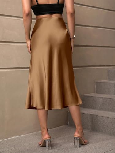 Solid Color Zipper High Waist Satin Skirt 2025 Fashion Skirts for Women2
