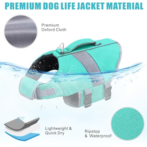 Mosucoirl Dog Life Jacket High Flotation,Shark Dog Lifesavers Floats Coat High Visibility Reflective Pet Safety Vest Swimsuits Small Medium Large Dog Life Vest for Swimming Boating Surfing Kayaking