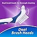 BrightWorks Denture Brush, Dual-Action, Blue, Manual, 3 Count (Pack of 3)