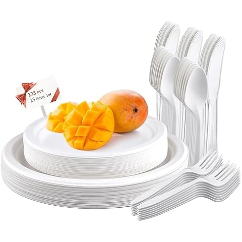 Meokey 125pcs Party Tableware Set for 25 Guests Cover