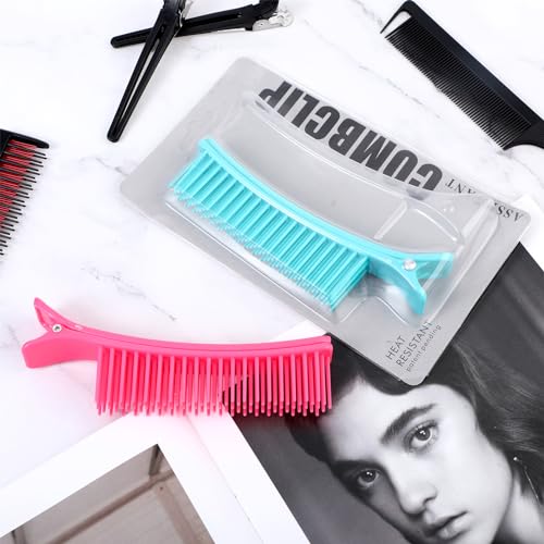 2 Pcs Hair Clips for Styling Sectioning, Hair Sectioning Clips Professional Sectioning Hair Clips Grip Clips with Comb Hair Styling Accessories for Salon Home Hair Cutting Coloring (Blue+Pink)