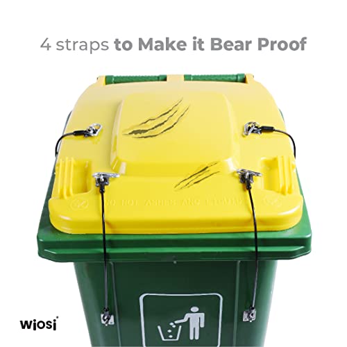Image of Animal Proof Trash Can Lid Lock for Large Garbage Bin Outdoor - Metal Outside Trash Can Lock for Animal Raccoons Squirrels Dogs Strong - White Clear Nylon Coated Wire Rope - Universal Fit - 2-Pack
