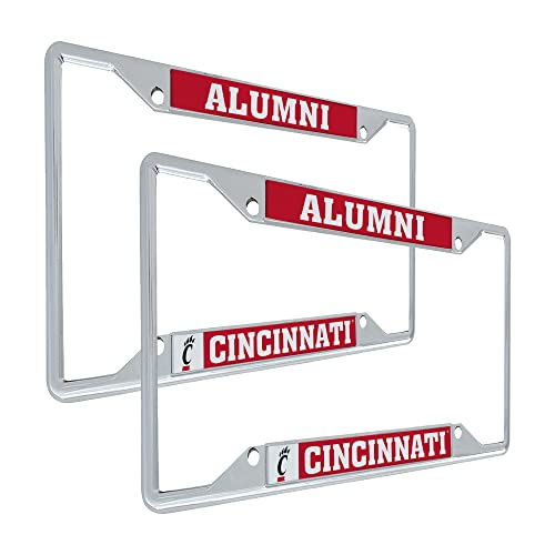 Desert Cactus University of Cincinnati Car Accessories Bearcats Metal License Plate Frame and Tag Holder for Front or Rear of Car (Alumni Red Background 2-Pack)