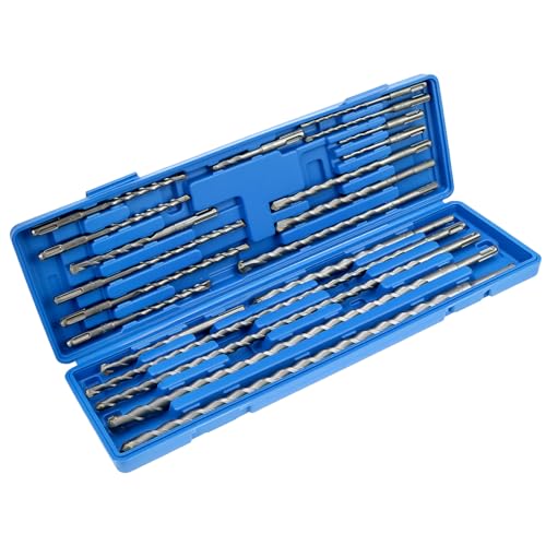 QWORK® 20 pièces coffret de forets SDS Plus, forets à percussion SDS puissants pour béton, brique et pierre avec conception à 4 tranchants