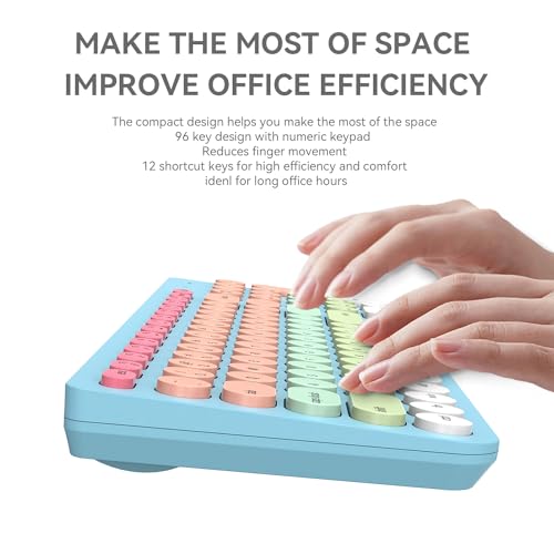 Image of Wireless Keyboard and Mouse Combo, 2.4GHz USB Cordless Round Keys Set for Laptop, Computer, TV (Pink+Blue)