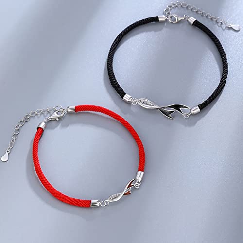 Bracelets de couple ajustables en argent contre la distance