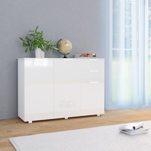 Swpsd Sideboard Buffet Cabinet High Gloss White 107x35x80.5 cm Side Cabinet Modern Living Room Dining Room Kitchen Storage Cupboard Cabinet white Sideboard