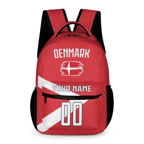 ZSX74B Denmark Custom Kids Soccer Backpack, Personalized School Bag