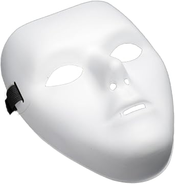 White Full Face Masquerade Mask - Blank Paintable Plain Mask for Party, Cosplay, Mardi Gras, Venetian Ball, and DIY Costume Crafting