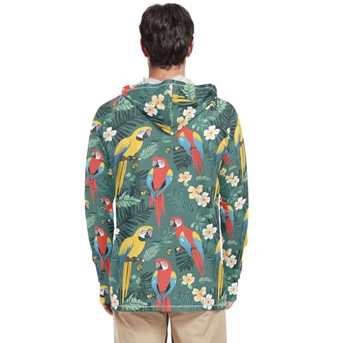 Cute Macaw Green Men's Sun Protection Hoodies Long Sleeve Beach Hoodie UPF 50 + Beach Shirt S3