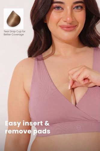 Image of ZELENA Maternity Padded Bra | Removable Cups, Broad Waistband | Soft Stretchable Modal Fabric | Easy Pull Nursing Bra for Pregnancy and Breastfeeding