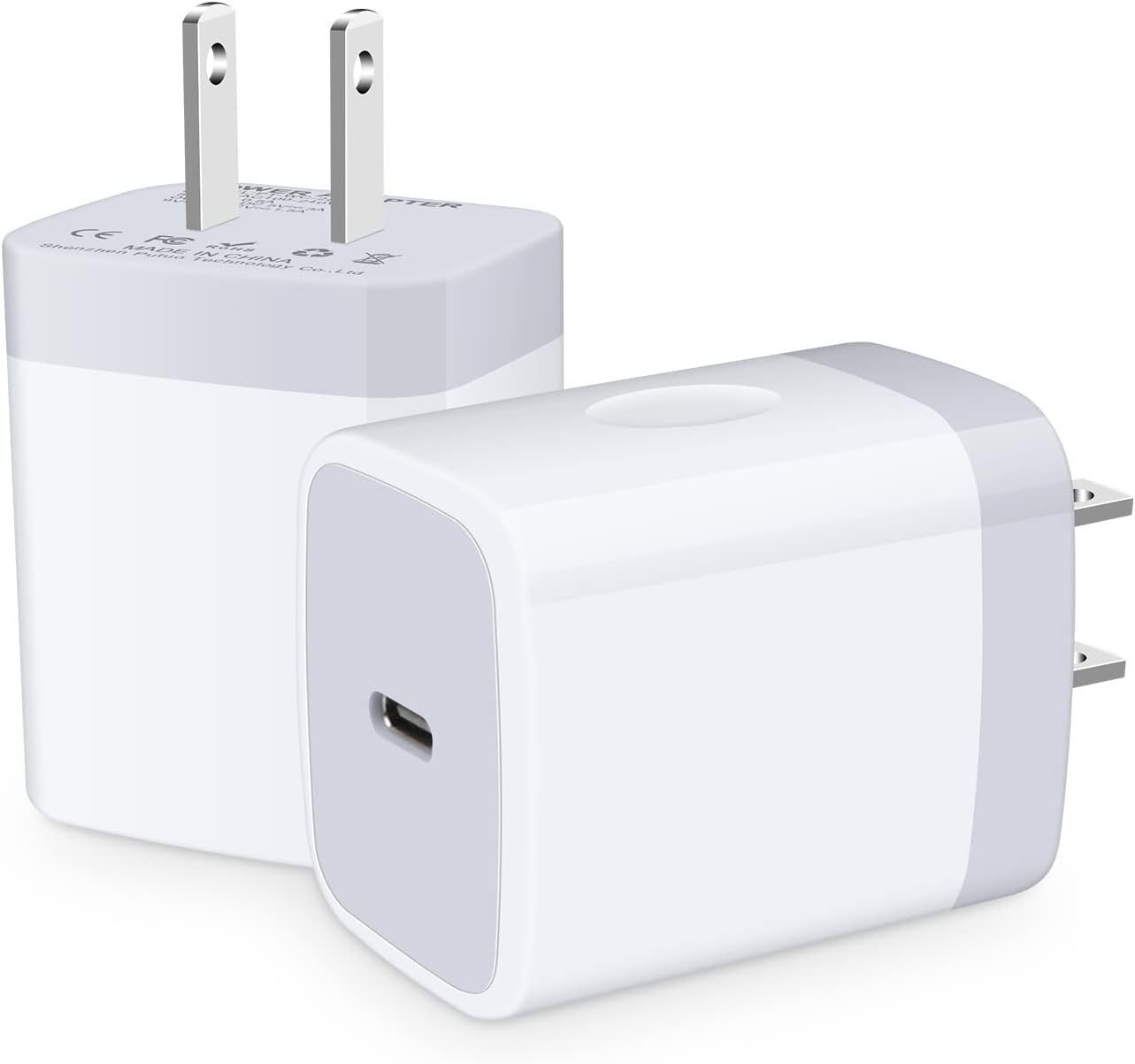 USB C Wall Charger Block, 2Pack 20W PD Fast Charging Brick Wall Charger Plug Cube Compatible for iPhone 13 12 11 Pro Max Mini XS XR X 8 SE 2020, Samsung Galaxy S21 S20 S10, Google Pixel 5 4a 3a 2 XL