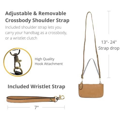 Image of Joy Susan Women's Fashion Purse Mini Crossbody Wristlet Clutch Handbag - Golden Oak
